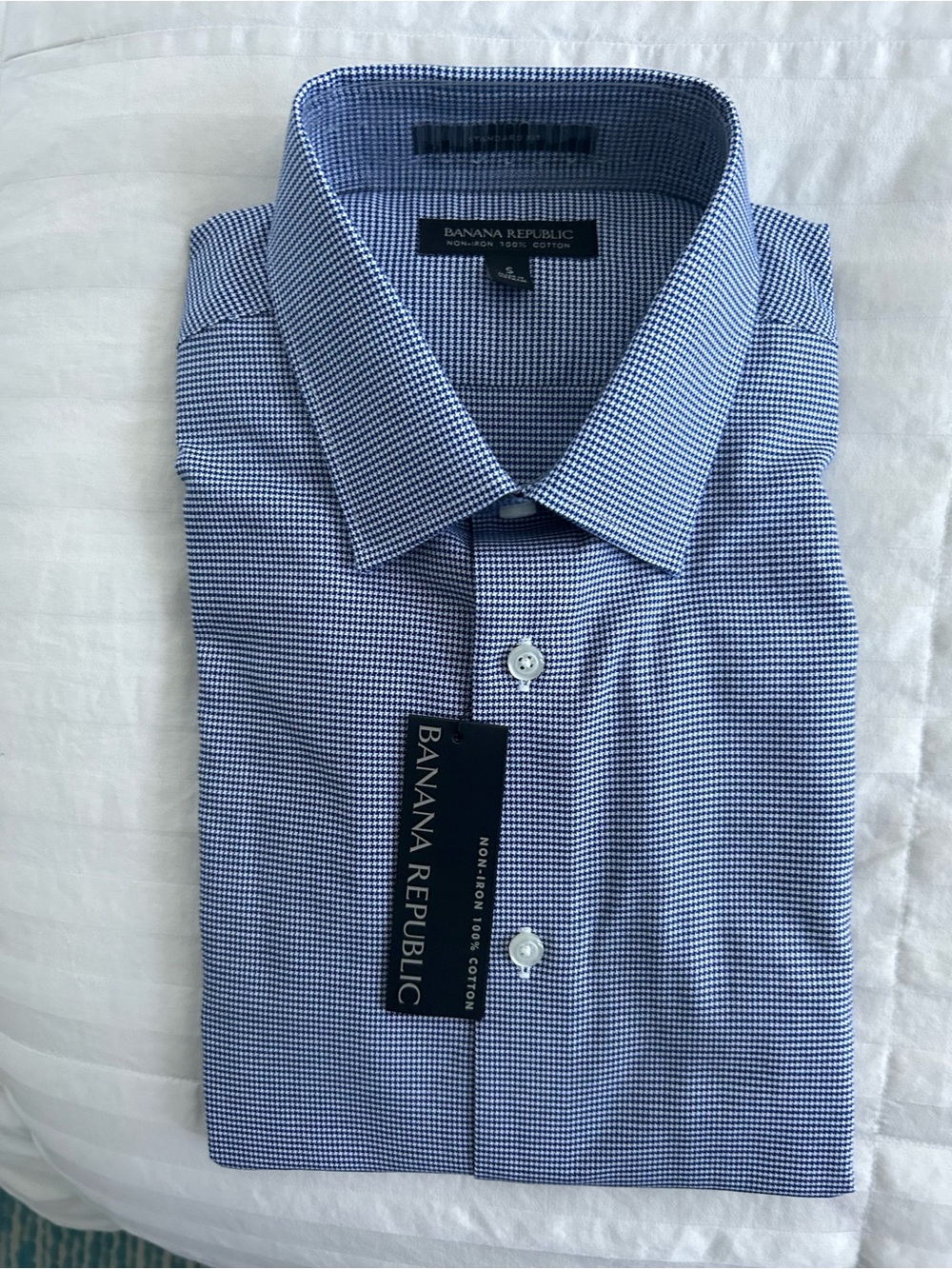 Banana Republic Men’s Blue Micro-Check Dress Shirt - Tailored Collar